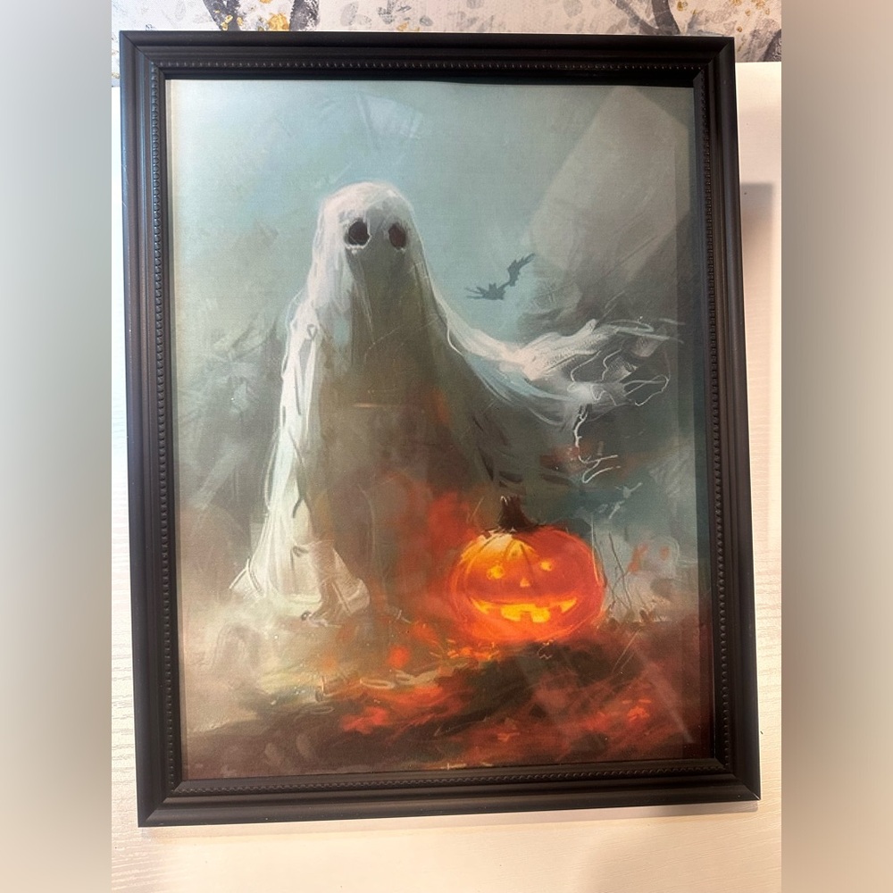Framed 8x10” Ghost and Pumpkin Print